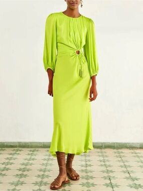 FARM RIO circle cut-out midi dress in Lime Green Size L